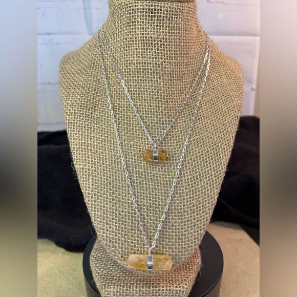 Brazilian Natural Citrine Double Layer Necklace 21-24” In Silvertone 38.50ctw - Picture 12 of 14